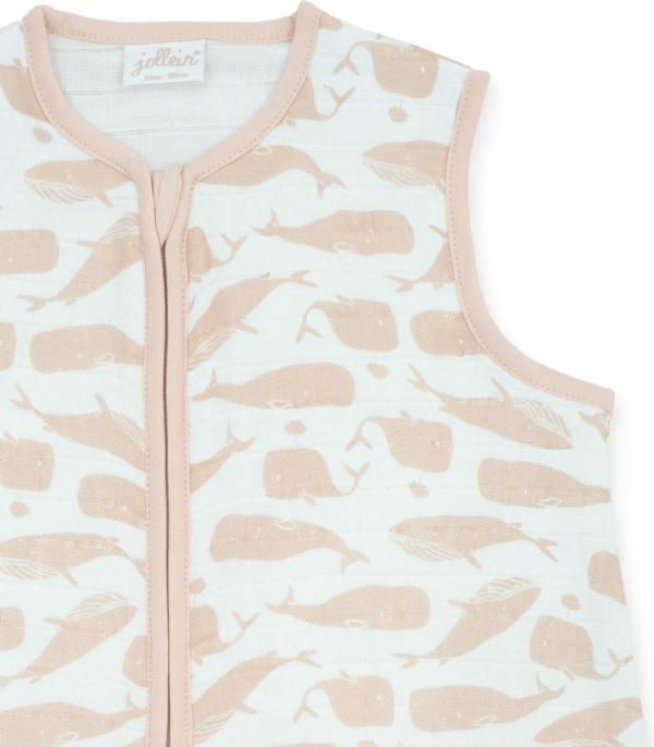 Jollein slaapzak zomer hydrofiel - whales - pale pink - Afbeelding 2