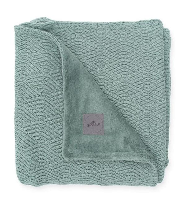 Jollein Deken River knit / coral fleece - ash green - Afbeelding 2