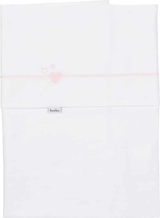 Koeka wieglaken lots of love - white / pink