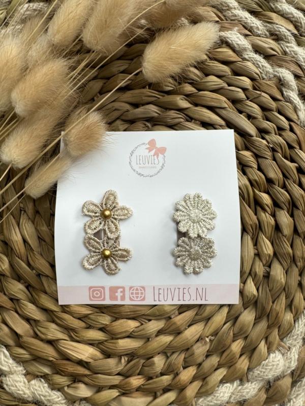 Leuvies setje van 2 antislip haarspeldjes - Daisy - gold