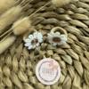 Leuvies setje van 2 elastiekjes mini - Daisy - cream brown