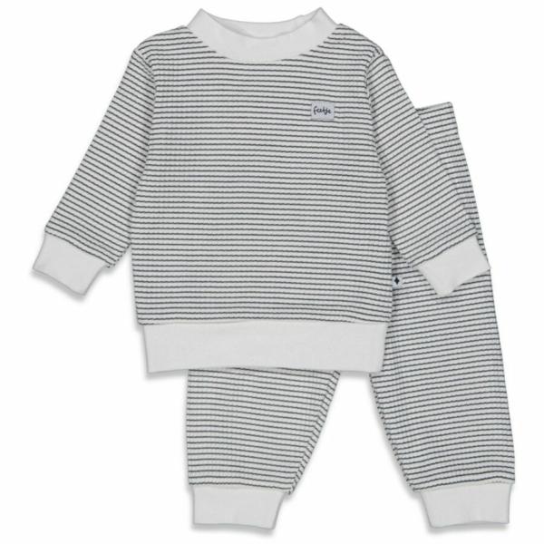 Feetje Pyjama wafel - Wit/Marine - 305600