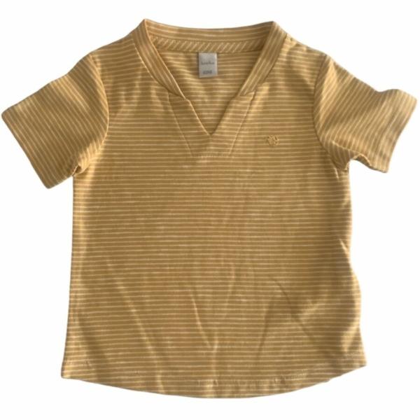 Koeka shirtje korte mouw streep Linescape Vneck- corn yellow oker - 62/68