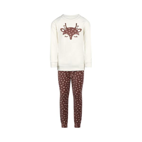 Charlie Choe Meisjes Pyjama Homewear Set Offwhite Velours rendier - S49026 - Afbeelding 2