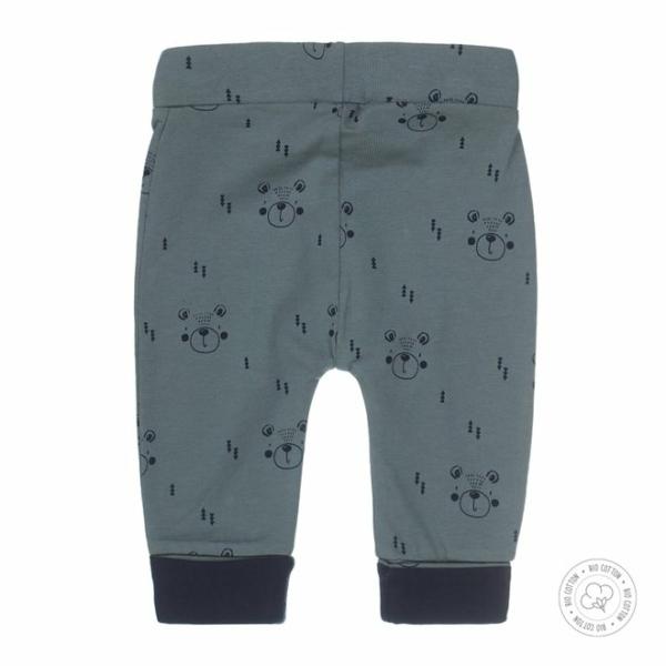 N271 Dirkje jongens babybroekje dusty green met print - Afbeelding 2