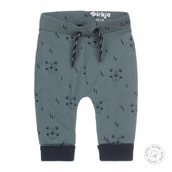 N271 Dirkje jongens babybroekje dusty green met print