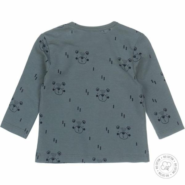 N272 Dirkje jongens babyshirtje dusty green met beer - Afbeelding 2