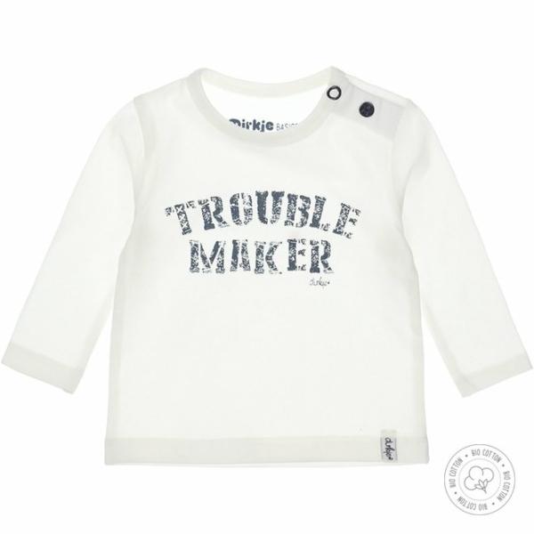 N251 Dirkje jongens babyshirtje 'troublemaker' - ecru