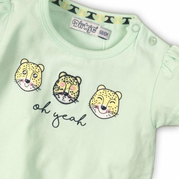 X35C-34321 Dirkje meisjes T-shirt mintgroen met pantergezichtjes - Afbeelding 3