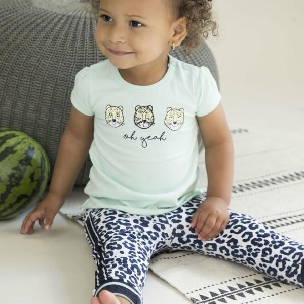 X35C-34321 Dirkje meisjes T-shirt mintgroen met pantergezichtjes - Afbeelding 2