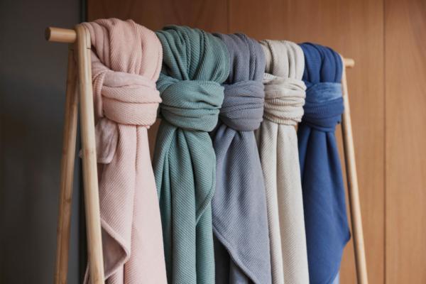 Jollein Deken Basic Knit gevoerd met coral fleece - jeans blue - Afbeelding 3