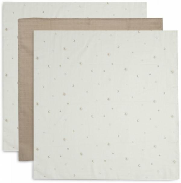 Jollein multidoek small 70x70 cm - stargaze - Biscuit (3-pack)