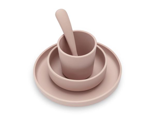 Jollein dinerset siliconen (4-delig) - pale pink (verpakking beetje stuk)