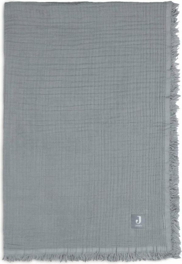 Jollein Baby Deken Ledikant 120x120cm Muslin Fringe - Storm Grey - Afbeelding 3