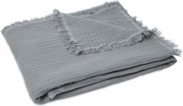 Jollein Baby Deken Ledikant 120x120cm Muslin Fringe - Storm Grey