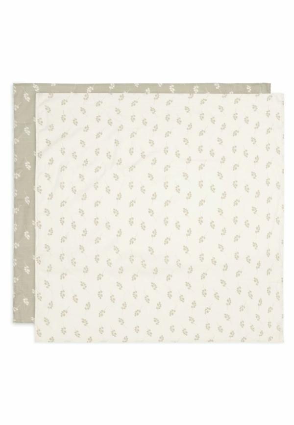 Jollein Hydrofiele Doek Large 115x115cm - Twig- olive green (2 Stuks)