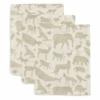 Jollein washandjes hydrofiel animals - olive green ( 3 stuks)