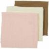 Meyco hydrofiele luiers 3-pack pre washed uni - offwhite/soft pink/toffee 70x70cm