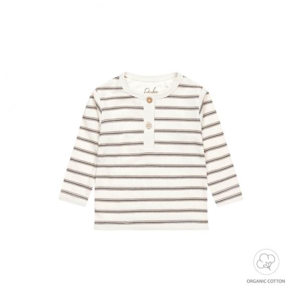 Dirkje jongens baby bio longsleeve off white bruin gestreept WN1283