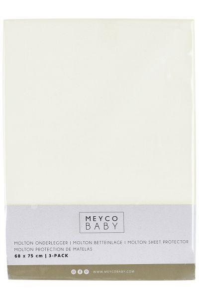 Meyco Flanellen  molton  onderlegger 68x75 cm - wit (3pack) - Afbeelding 2
