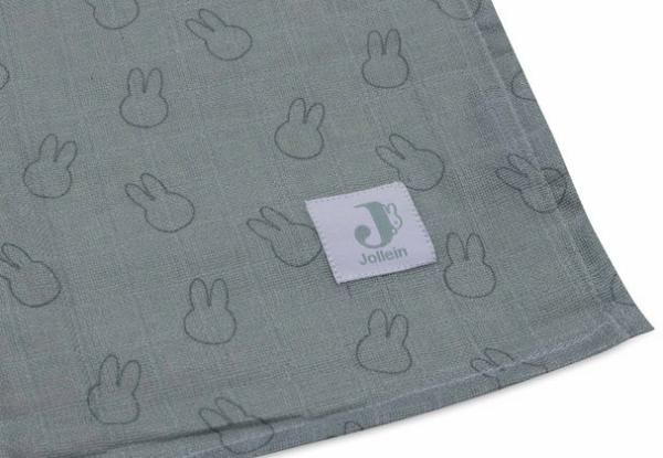 Jollein Hydrofiele Doek Large 115x115cm Nijntje - Miffy Silhouettes - Sea Green - 2 Stuks - Afbeelding 2