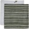 Jollein Monddoekjes hydrofiel - stripe olive - leaf  green ( 2 stuks)