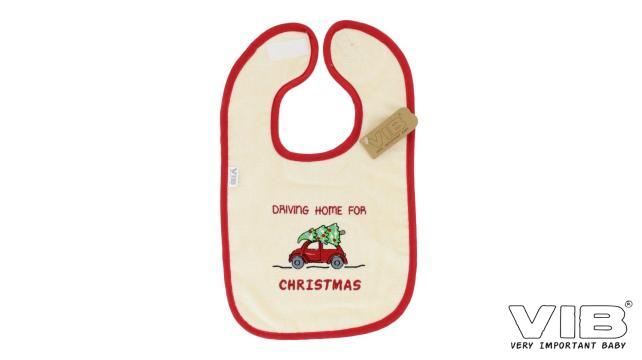 Slabbetje Driving home for CHRISTMAS Beige-Rood